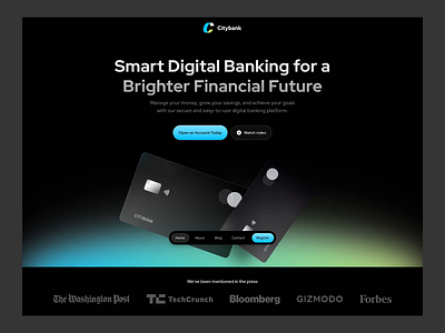 CityBank - Smart Digital Banking Landing Page Animation bank animation bank landing page banking f banking app credit card digital bank finance finance animation finance landing page animation financial fintech landing page landing page animation landing page template smart banking smart digital banking smart finance ui8 template website theme wesite template