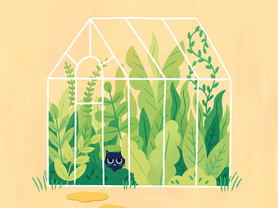 Cute Greenhouse botanical cat childrens book colorful cute fun garden gardening greenhouse illustration magical nature plants procreate