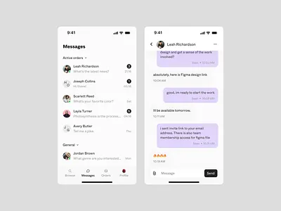 Messages | oox.club chat interface messages mobile ui ux