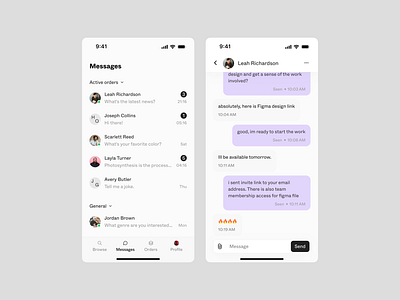 Messages | oox.club chat interface messages mobile ui ux