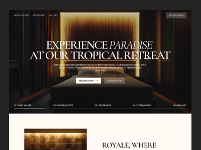 Royale - Luxury Hotel Landing Page branding design figma illustration landing page logo ui ui ux ui ux design webdesign