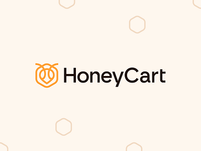 HoneyCart bee bee face cart catering data geometric hexagon honey honeycart identity logo mark software