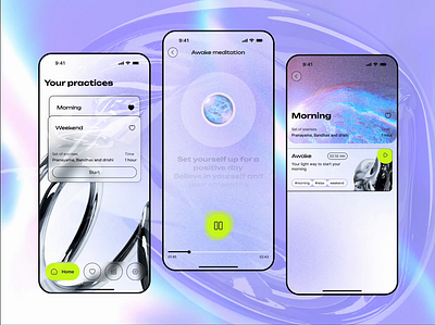 Wellness moon animation app application calendar health hypno meditation metall motion graphics player purple relax relaxation scheduling trainings wellness