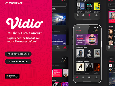 UI/UX | Vidio - Music and Live Concert design figma illustration mobile app product design product reseach ui ui design ux ux design