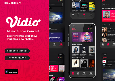 UI/UX | Vidio - Music and Live Concert design figma illustration mobile app product design product reseach ui ui design ux ux design