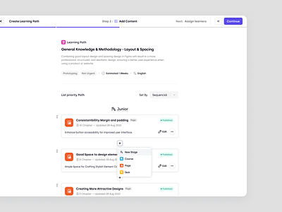 Trenning - Create Learning Path: Add Content in a SaaS LMS course course material education education platform learner learning management system learning path learning platform lms product design saas saas design staff training student team training ui ux web app web design wiki