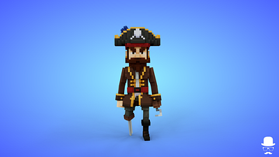 Pirate Captain Voxel Character 4 - 3D Lowpoly Fantasy Model 3d 3d model adventure captain cartoon fantasy game art game asset island lowpoly magicavoxel pirate pirates voxedit voxel art