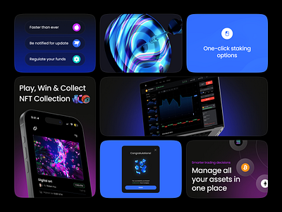 Bento Cards | Crypto Platfrom bank app bento bitcoin crypto cryptocurrency dark design ethereum fintech nft ui ux web3