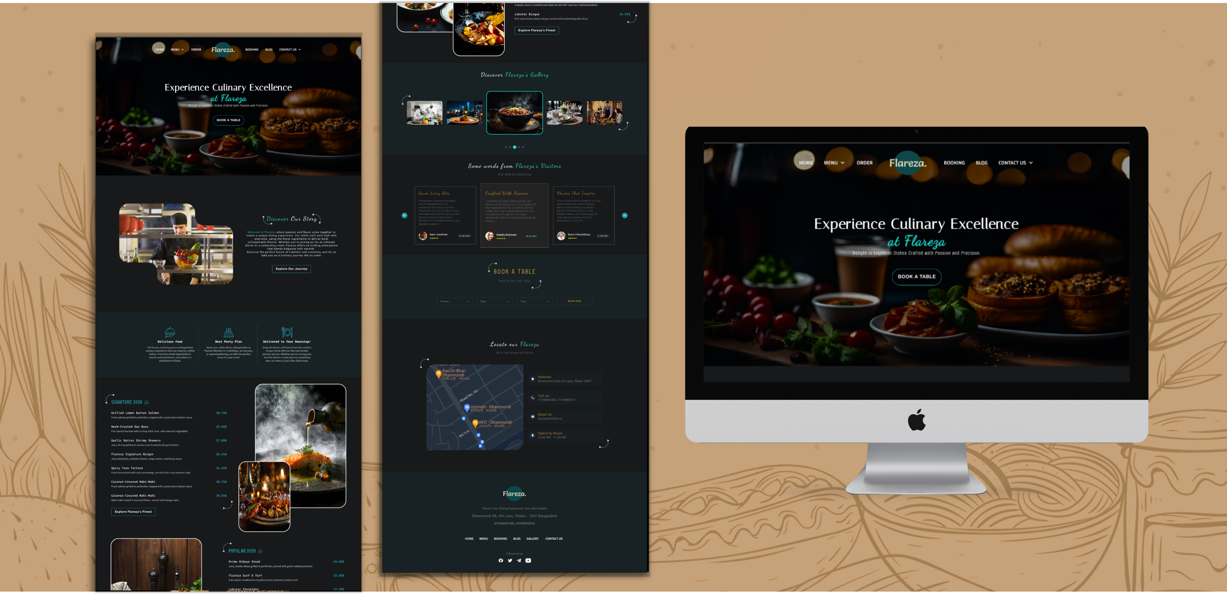 Flareza - Restaurant Responsive Animated Website animation design figma restaurants restaurants landing page ui ux web design