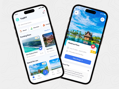 Travel Mobile Application | TripBFF appdesign cleandesign dailyui dashboarddesign designinspiration interactiondesign minimaldesign mobileappdesign mobiledesign productdesign prototype travelapp ui ui design uiux userinterface ux uxdesign