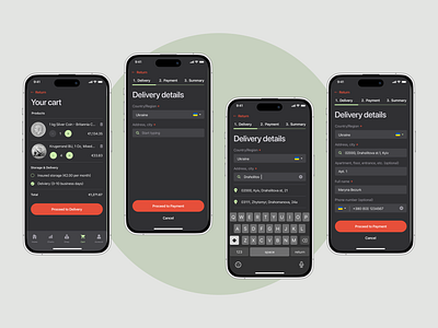 Check out / cart / delivery app card cart check out checkout delivery ecommerce finance ios mobile app payment method