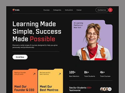 Education Website college course course website e learning edtech education education platform education website elegant landing page learning mentor minimal online course online school school student teacher tutor university