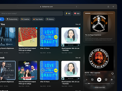 List Learner - Online Podcast Streaming design online podcast product stream ui web webapp