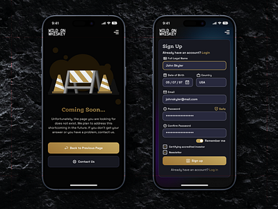 WOW - Coming Soon & Signup application dark mobile product signup soon ui wow