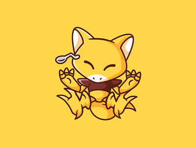 Abra abra animal art cartoon character cute fanart fox illustration mascot pokemon spoon vector