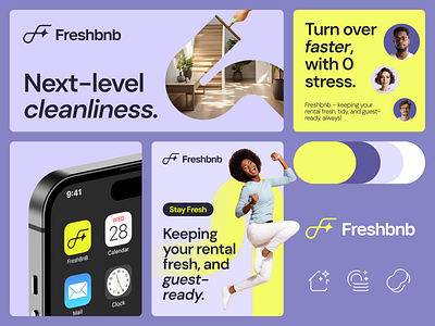 Freshbnb airbnb bnb branding clean fresh graphic design key visual lemon logo logotype services