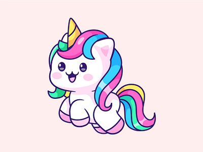 Unicorn 🦄 animal cartoon character children colorful cute fantasy funny girl happy horse illustration jaysx1 kid kids mascot outline pink rainbow unicorn