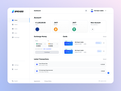 Financial Dashboard UI Design appdesign bankingapp cardmanagement dashboarddesign digitalwallet exchangerates financialapp fintech fintechapp minimalui modernui moneytransfer productdesign ui ui design userinterface ux ux design webapp webdesign