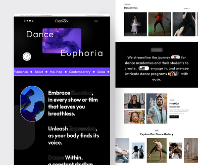 FootworkStudio | Dance Academy landing page animated clean concept contemporary dance dance dance academy dance studio fireart fireartstudio hiphop instructor interaction interaction design minimal motion music band school studio typography ui animation