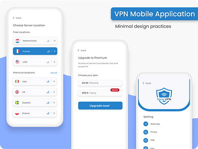 VPN Mobile Application design | uiux design | minimal design branding design illustration logo minimal design minimalism ui user experience user interface ux