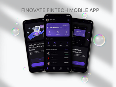 Finovate | Fintech mobile app app design figma mobile prototype ui ux