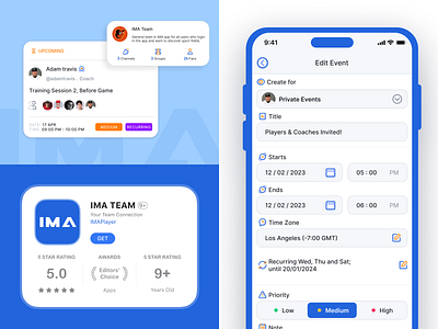 IMA Team App application branding mobile product ui