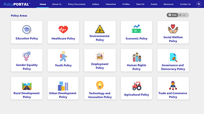 Policy Portal for USAID dashboard policy portal ui ux