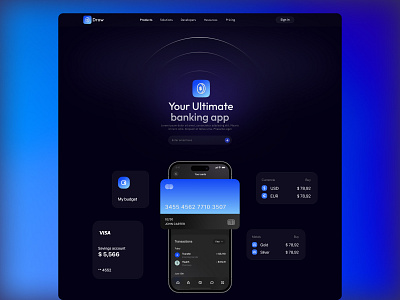 Drow - Mobile App Webflow Template app banking app branding design hero hero section landing mobile app template ui web design webflow website