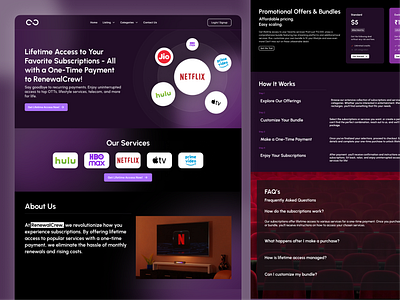 Modern Streaming Services Web | Landing Page | UI/UX financial