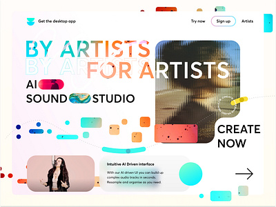 AI Music Artist Platform audio colorful design desktop graphics light light ui music neon refraction simple sound website