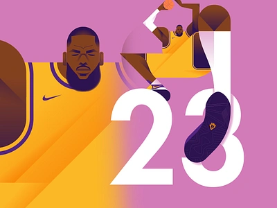 Lebron James ball balling basket basketball character colors flat illustration james king lakers lebron legend los angeles nba nike sneakers sport