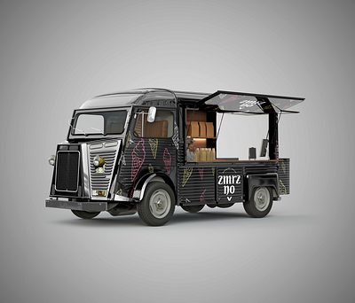 A South Moravian producer of avant-garde ice cream – Truck avant garde black branding czech flat graphic design ice cream minimal vintage