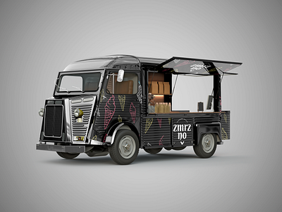 A South Moravian producer of avant-garde ice cream – Truck avant garde black branding czech flat graphic design ice cream minimal vintage