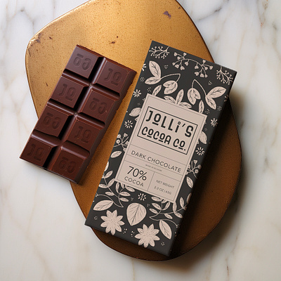 Jolli's Cocoa Co branding cacao chocolate illustrated pattern label packaging packaging design pattern pattern repeat surface pattern