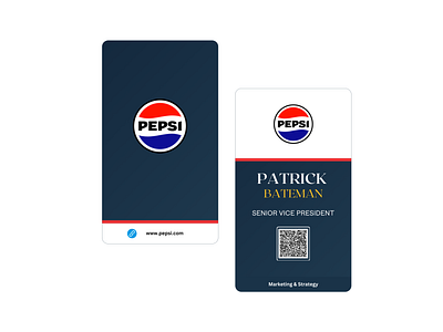 Sleek Business Card Design for Patrick Bateman at PepsiCo adobe illustrator branding business card card dailychallenge design designer dr dribbble graphic design illustration logo pepsi