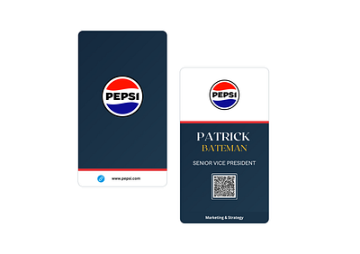 Sleek Business Card Design for Patrick Bateman at PepsiCo adobe illustrator branding business card card dailychallenge design designer dr dribbble graphic design illustration logo pepsi