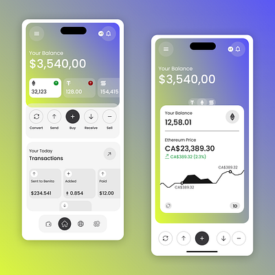 UI design for a cryptocurrency wallet app branding crypto cryptoapp product ui ux