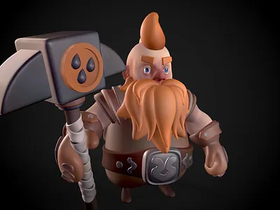 3D Illustration - Dwarf Training work 3d model zbrush