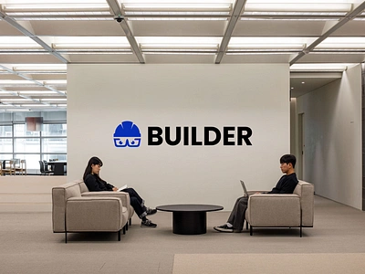 Builder Logo Branding blue branding builder construction graphic design helmet icon logo royal blue work working