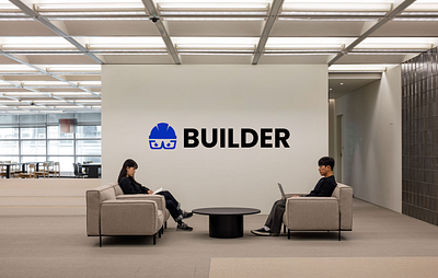 Builder Logo Branding blue branding builder construction graphic design helmet icon logo royal blue work working