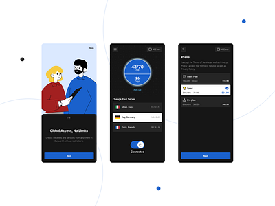 VPN App UI – Fast & Secure Design app app design app vpn application clean ui connection dark dark mode design interactive design mobile app mobile design product product design ui ui design ux ux design vpn vpn app