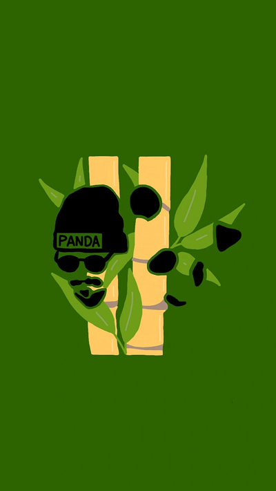 A friend. A Panda. bamboo drawing friend panda