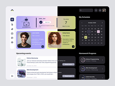 EdTech Student Dashboard | Light/ Dark Mode autolayout components dark mode dark theme dashboard db edtech figma student ui ui design ux ux design web design