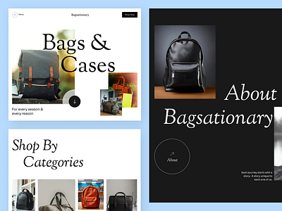 Bags & Cases Website UI Design app branding daily ui design ui ui design uiinspiration uiux ux