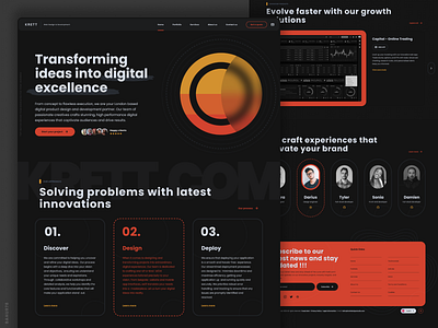 Krett - Design Studio - Website a11y accessibility agency baahur78 branding dark theme glassmorphism home page portfolio responsive website team ui ui design user center design user interface ux website