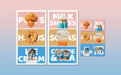 Dessert Banner Advertising Design advertising banner banner ads banner design dessert fast food food food design food poster graphic design halos ice cream instagram post milkshake poster poster design puffs poster safarcreation social media post sodas