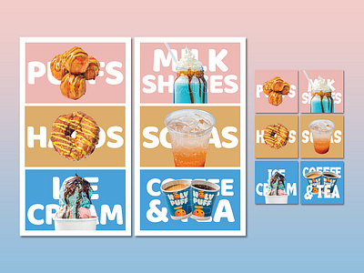 Dessert Banner Advertising Design advertising banner banner ads banner design dessert fast food food food design food poster graphic design halos ice cream instagram post milkshake poster poster design puffs poster safarcreation social media post sodas