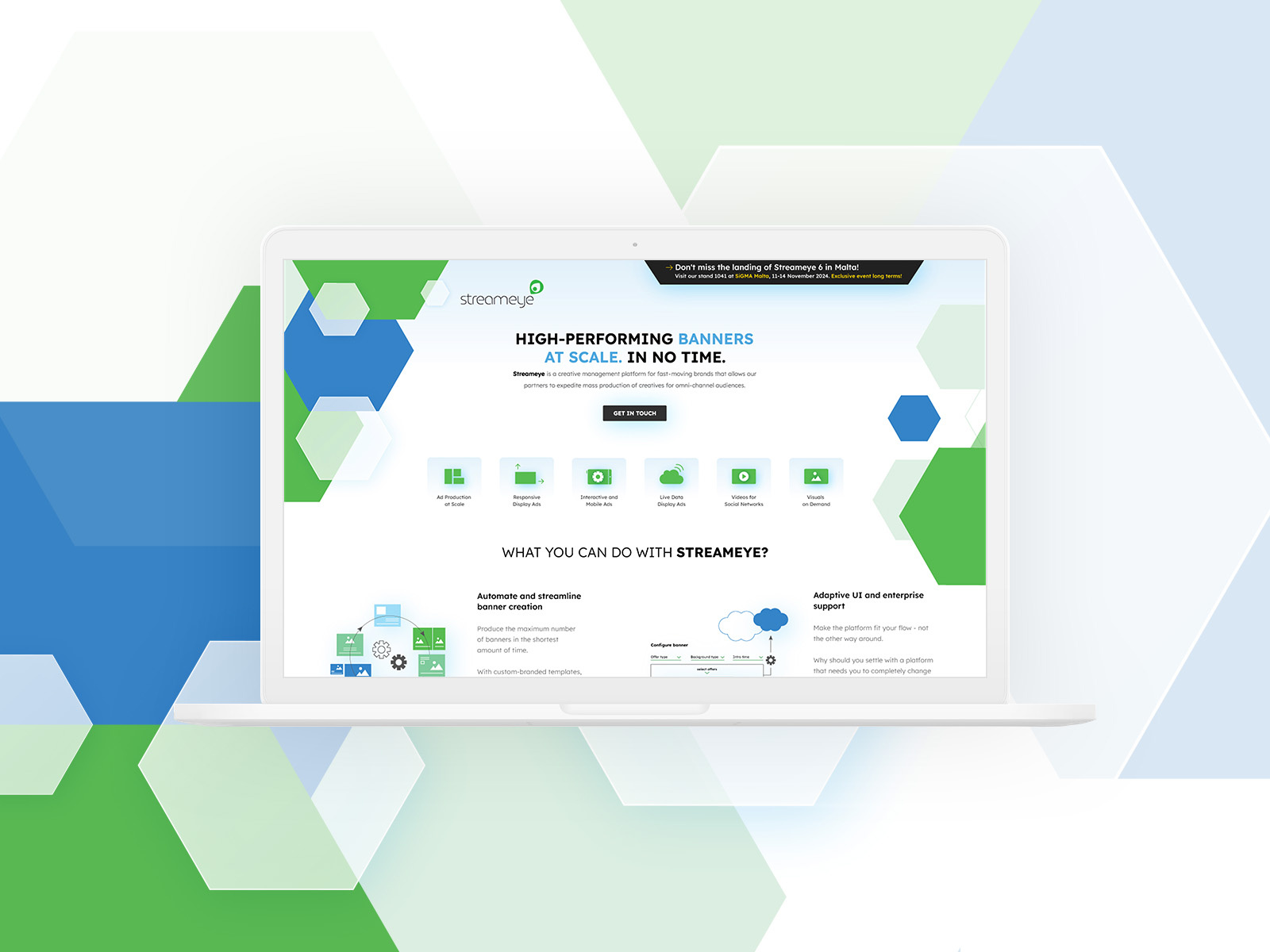 Streameye: Landing Page, Banners & Social Media Designs advertising banners design digital ads graphic design landing page modern design saas branding social media kit tech visuals ui uiux ux web web design