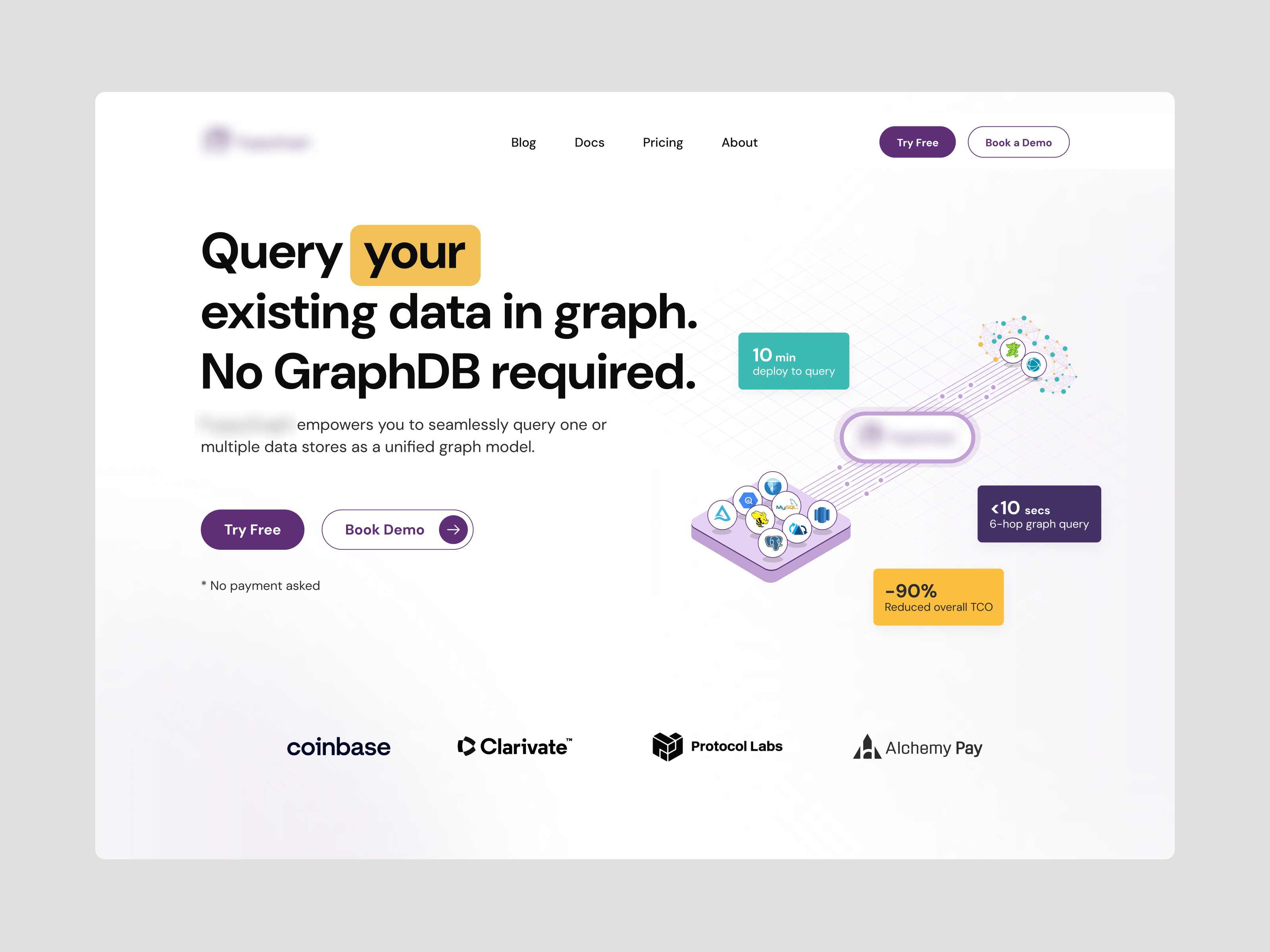 SaaS Marketing Website - Graph Query Analytics Engine b2b barkahlabs clean clear company website graph hero section homepage interface light theme marketing website modern query saas saas illustration saas website startup ui web design website