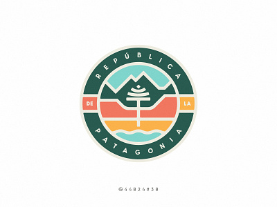 44B24#30 adventure andes araucaria argentina badge beach branding chile country illustration logo mountain patagonia republic sea sticker travel tree vintage water